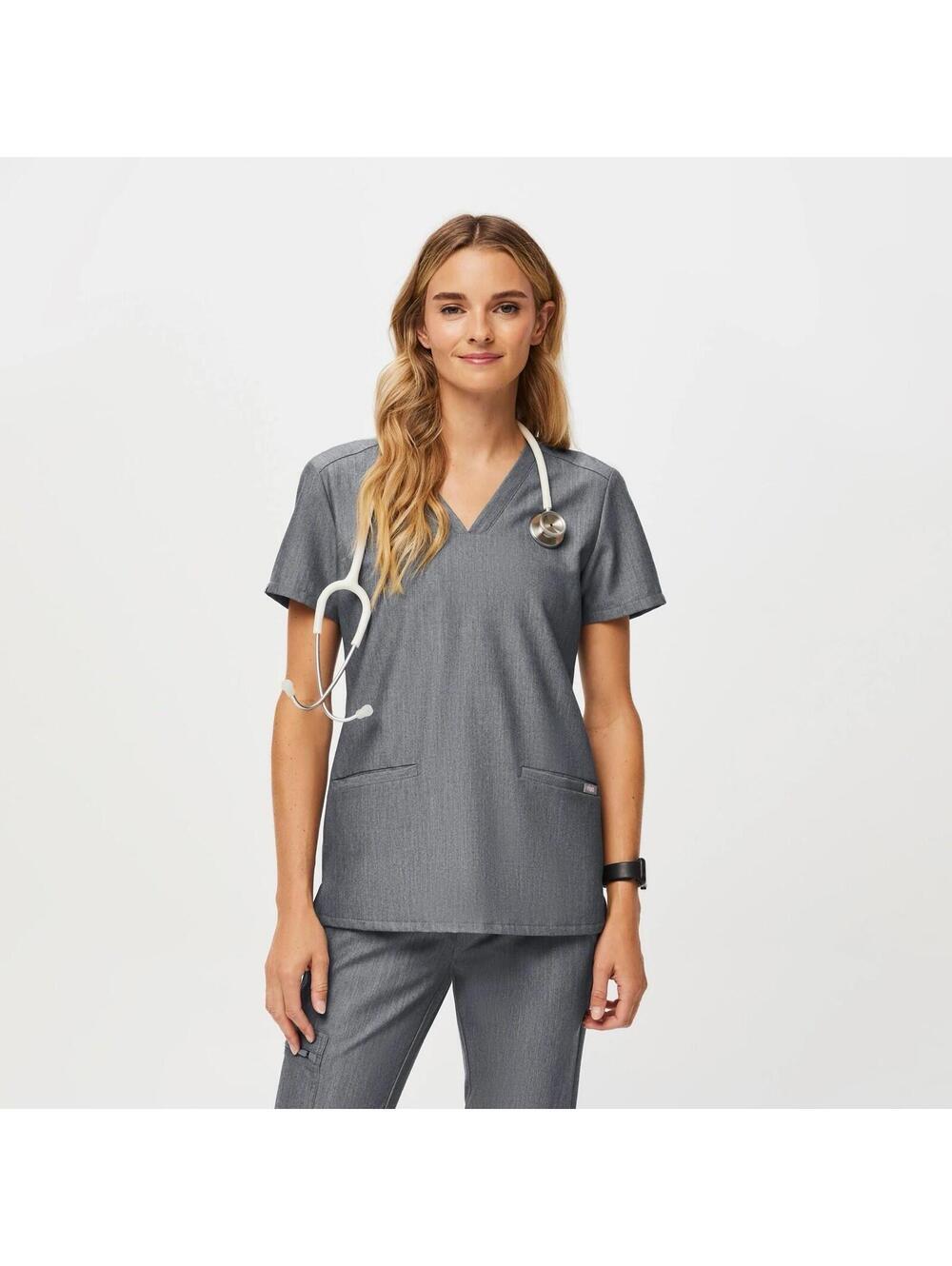 FIGS Women Size Medium Scrub Set 2 Piece Medical Nursing Grey Gray Technical